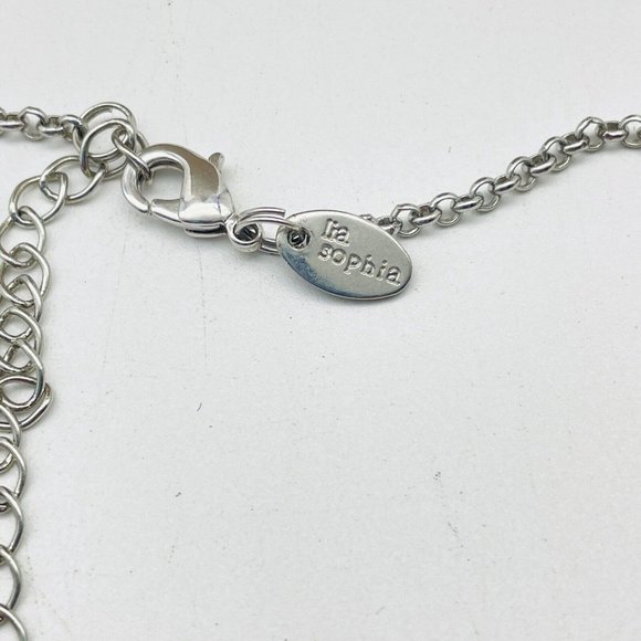 Lia Sophia Signed Open Chain Y Drop Necklace Silver Tone Classic Career Cosplay - Picture 5 of 6